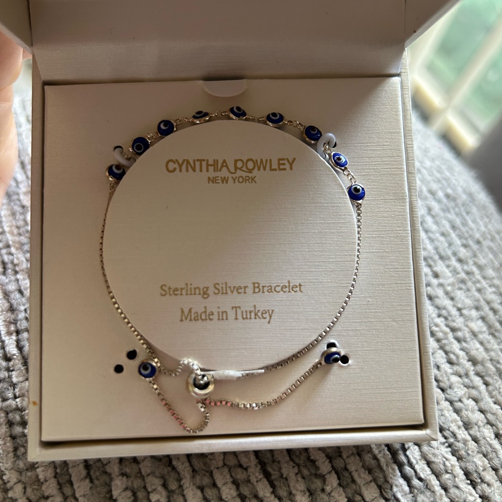 Cynthia Rowley Sterling Silver Bracelet With Blue Evil Eye Charms
